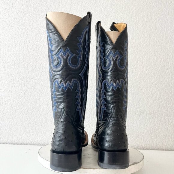 NEW Rod Patrick Mens Cowboy Boots 10 AAA Black Ostrich Leather Western Round Toe - Picture 3 of 13